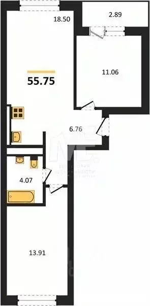 2-к кв. Калининградская область, Калининград ул. Согласия, 53Б (55.75 ... - Фото 0