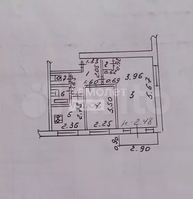 2-к. квартира, 42,1 м, 4/5 эт. - Фото 0