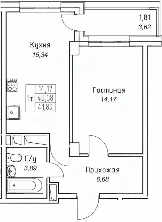 1-к кв. Саха (Якутия), Якутск 11-й кв-л,  (41.89 м) - Фото 1