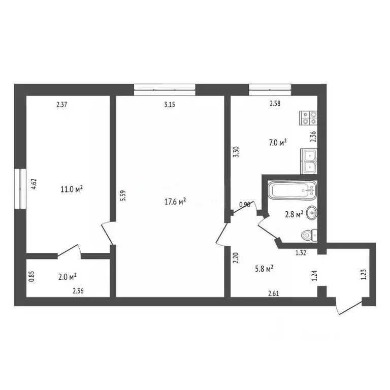 2-к кв. Крым, Евпатория просп. Победы, 15 (46.2 м) - Фото 2