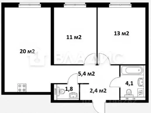 2-к кв. Московская область, Красногорск ул. Видная, 3 (56.0 м) - Фото 1