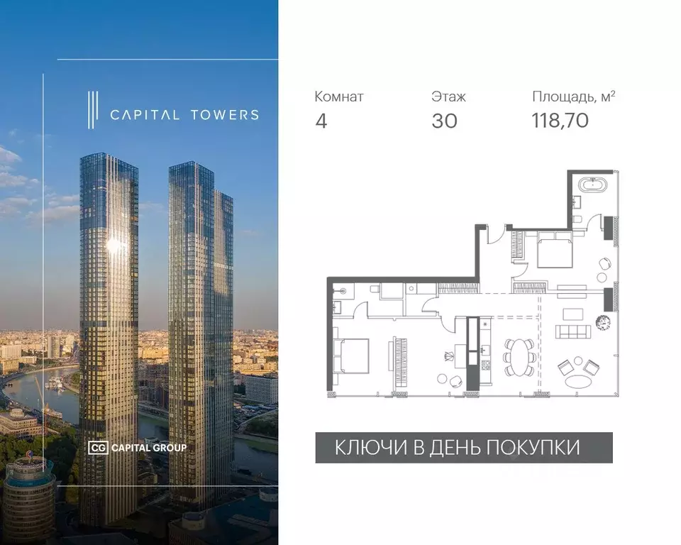 4-к кв. Москва Краснопресненская наб., 14Ак2 (118.7 м) - Фото 0