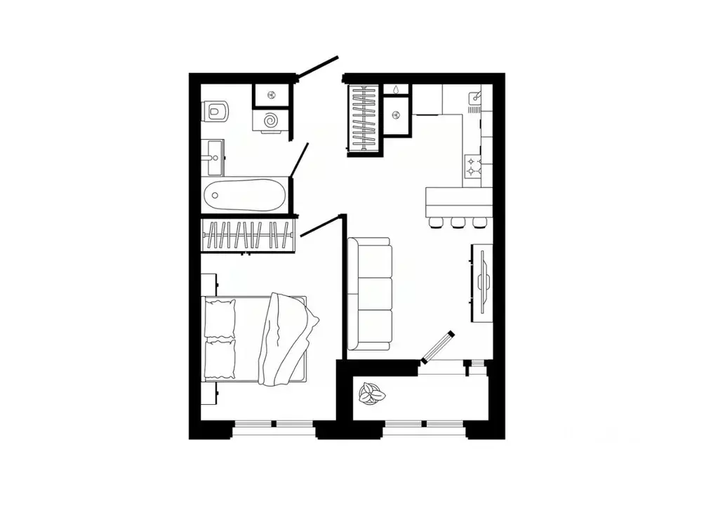1-к кв. Тульская область, Тула ул. Седова, 26к3 (37.7 м) - Фото 1