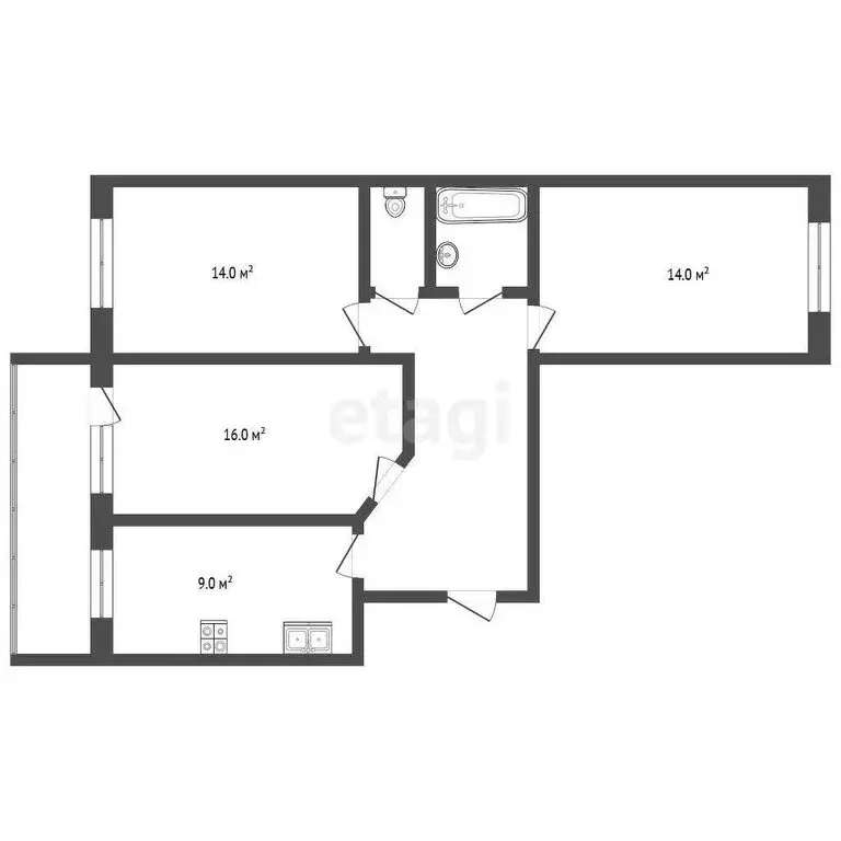 3-комнатная квартира: Лесная Поляна, 29 (63.4 м) - Фото 0