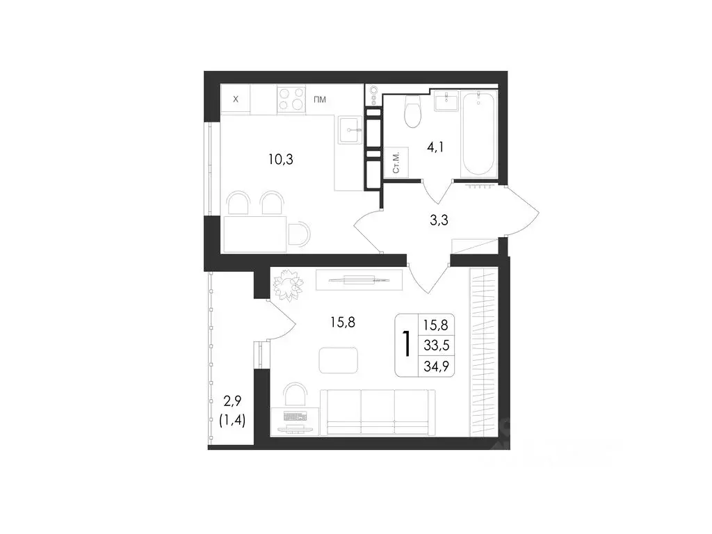1-к кв. Воронежская область, Воронеж Первое Мая мкр, Май жилой ... - Фото 1