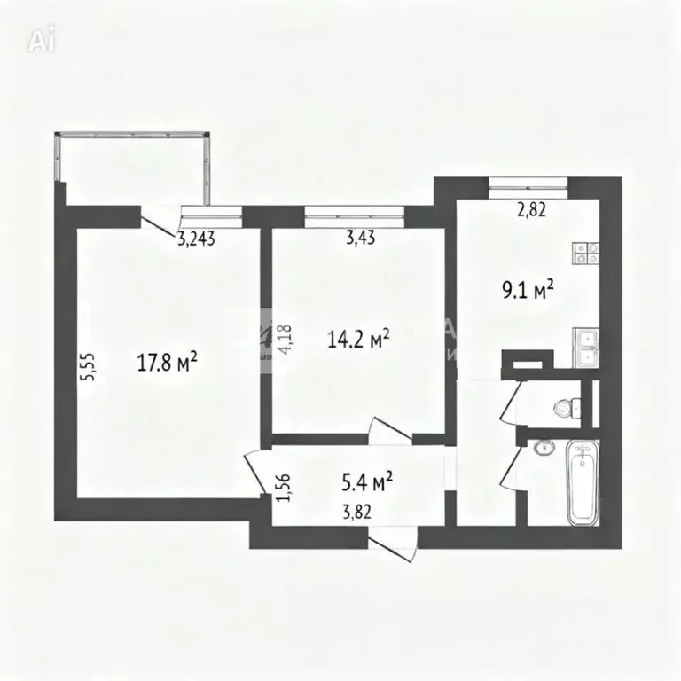 2-к кв. Москва ул. Крылатские Холмы, 30К4 (53.3 м) - Фото 2
