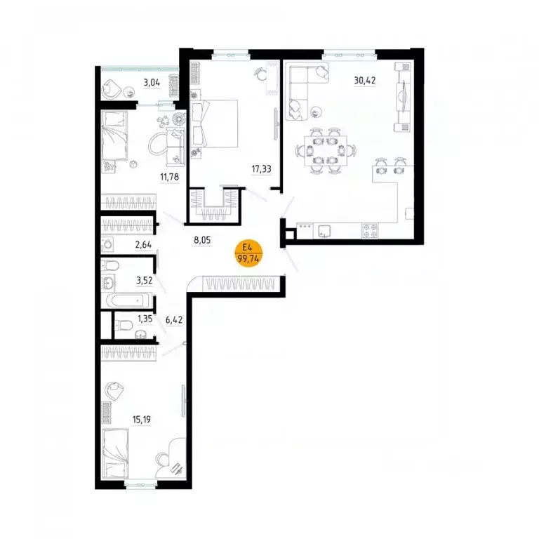 3-к кв. Рязанская область, Рязань ул. Земнухова, 3 (101.0 м) - Фото 2