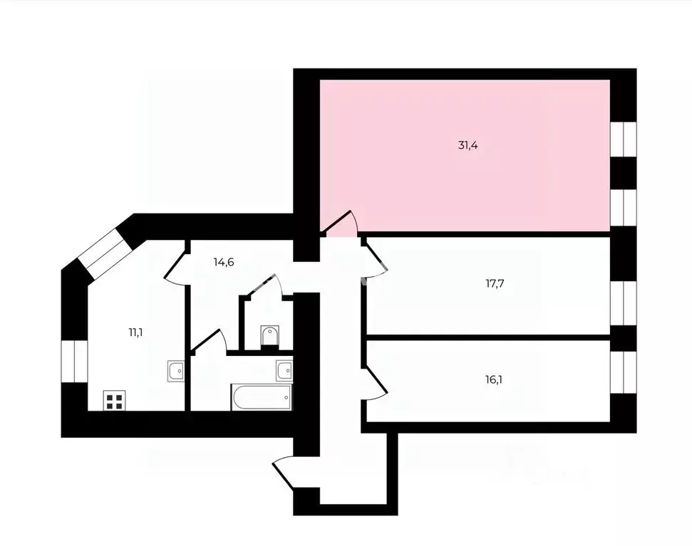 Комната Санкт-Петербург ул. Бармалеева, 18 (31.4 м) - Фото 2