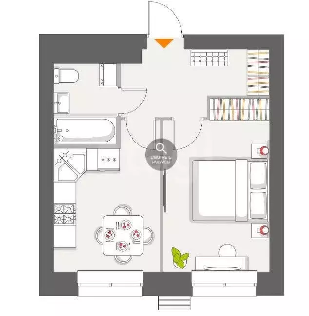 1-комнатная квартира: село Высокая Гора, Вторая Ударная улица, 6 (34.7 ... - Фото 1