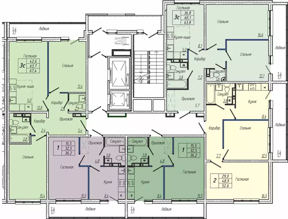 2-к кв. Кемеровская область, Кемерово просп. Притомский, 30Б (52.6 м) - Фото 2