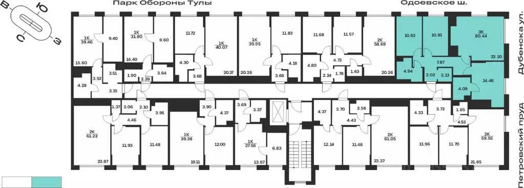 3-к кв. Тульская область, Тула Жукова Парк жилой комплекс (80.44 м) - Фото 2
