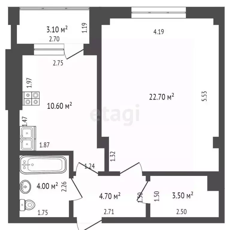 1-к кв. Ростовская область, Новочеркасск ул. Бакунина, 21 (48.0 м) - Фото 1