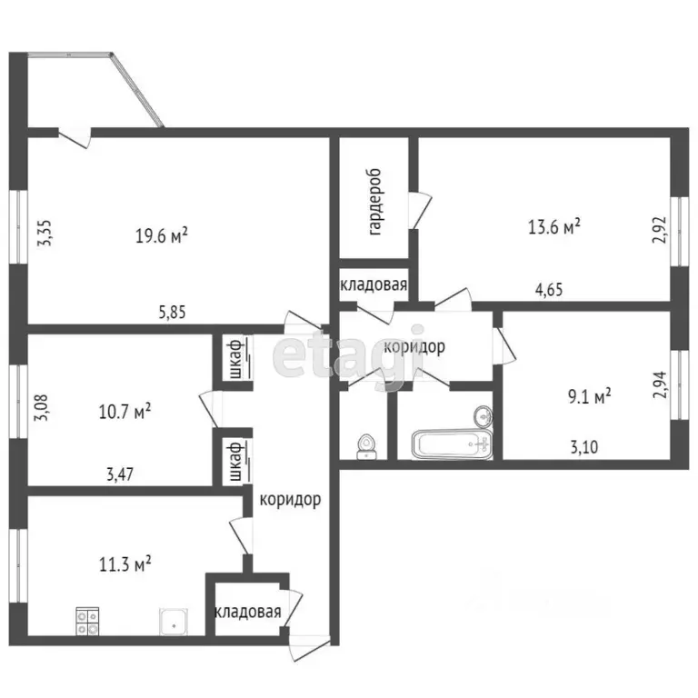 4-к кв. Ханты-Мансийский АО, Сургут ул. Губкина, 18 (86.0 м) - Фото 2