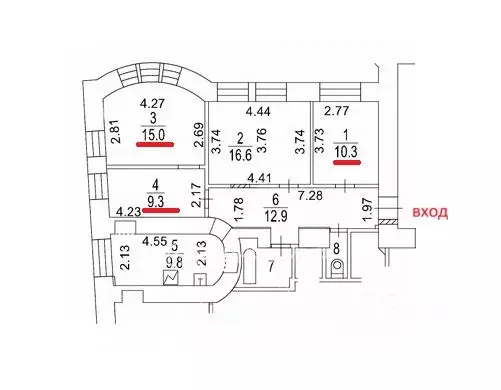 Комната Москва Климентовский пер., 9/1 (34.6 м) - Фото 2