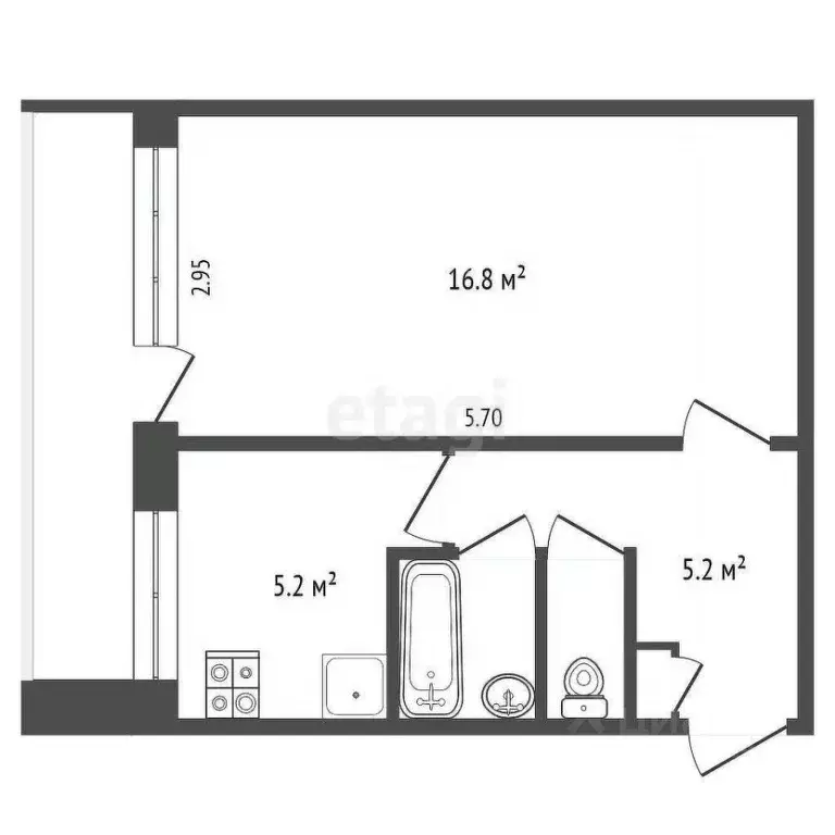 1-к кв. Архангельская область, Архангельск Ленинградский просп., 21к2 ... - Фото 1
