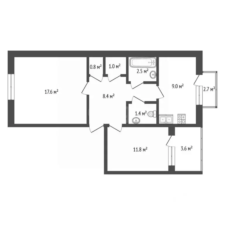 2-к кв. Севастополь ул. Александра Косарева, 9 (56.1 м) - Фото 1