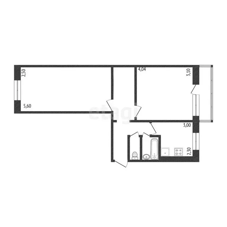 2-комнатная квартира: Шебекино, улица Свободы, 44 (44 м) - Фото 0