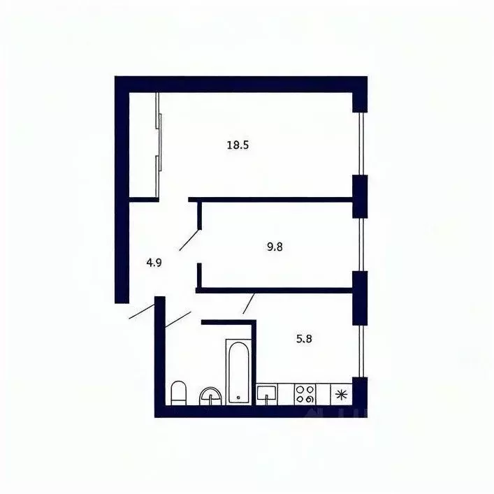 2-к кв. Санкт-Петербург Варшавская ул., 45К2 (41.4 м) - Фото 2