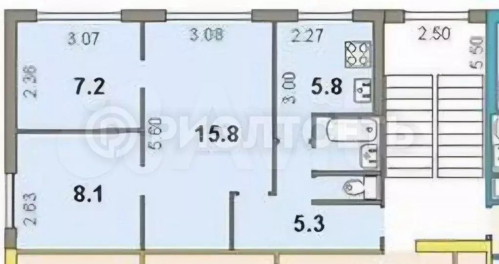 3-к. квартира, 47,8 м, 3/5 эт. - Фото 0