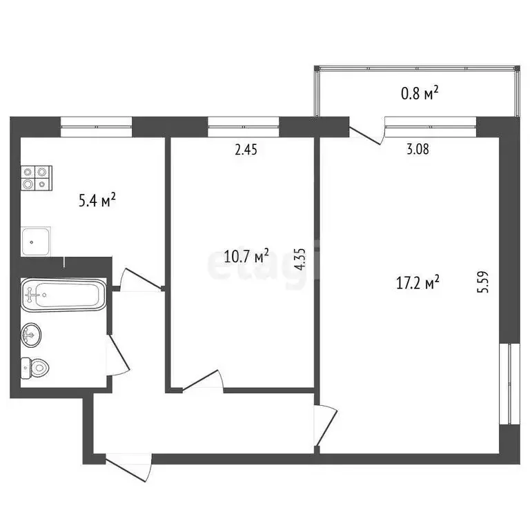 2-комнатная квартира: Печоры, Заводская улица, 2Б (42.1 м) - Фото 1