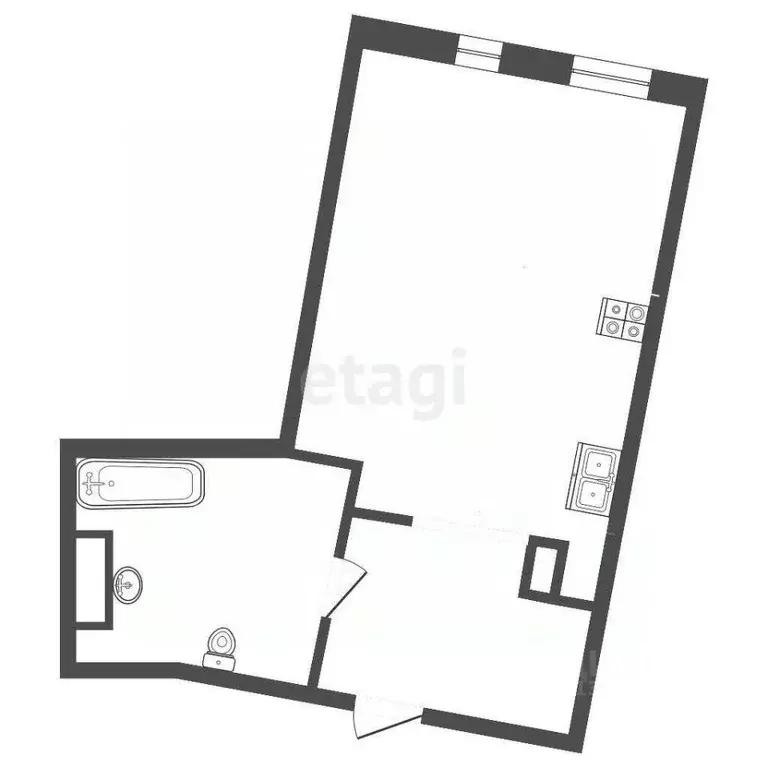 Студия Тюменская область, Тюмень ул. Газовиков, 73к3 (27.3 м) - Фото 1