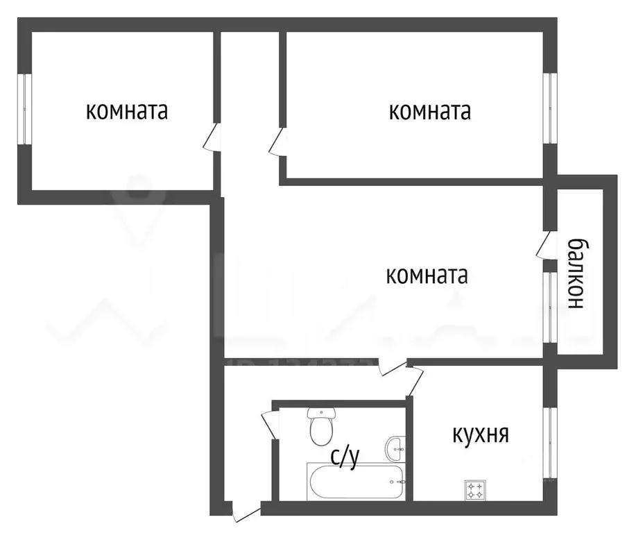 3-к кв. Курская область, Курск просп. Дружбы, 13 (58.9 м) - Фото 1