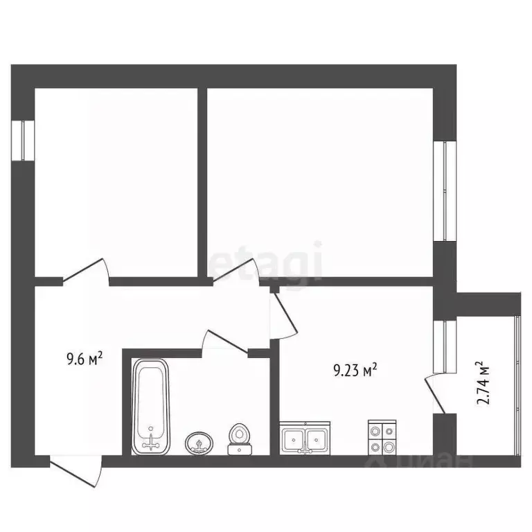 2-к кв. Тамбовская область, Тамбов ул. Куйбышева, 59 (48.0 м) - Фото 1