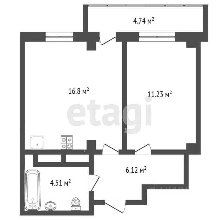 1-к кв. Тюменская область, Тюмень ул. Николая Никитина, 12 (38.6 м) - Фото 1