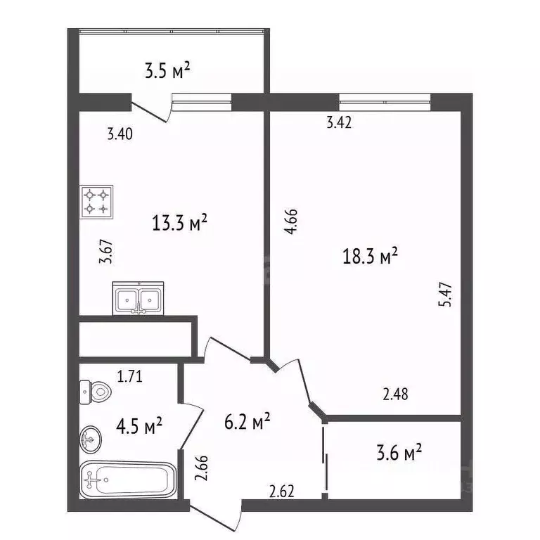 1-к кв. Санкт-Петербург Варшавская ул., 6к1 (45.9 м) - Фото 2