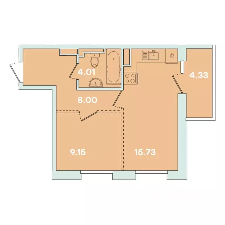1-к кв. Иркутская область, Иркутск ул. Петрова, 16 (41.22 м) - Фото 1