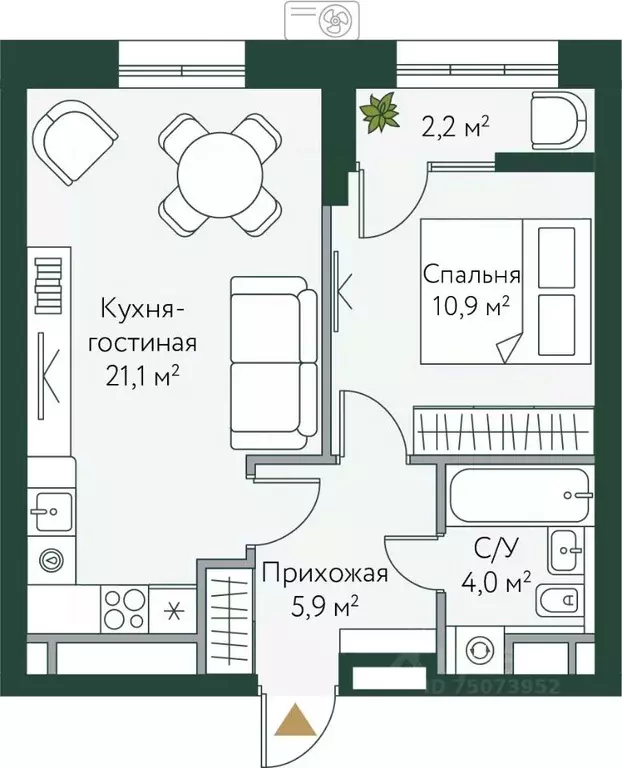 1-к кв. Волгоградская область, Волгоград Новосибирская ул., 74 (44.1 ... - Фото 0