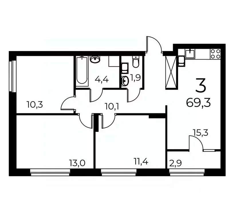 3-к кв. Нижегородская область, Нижний Новгород ул. Коперника, 7 (69.4 ... - Фото 0