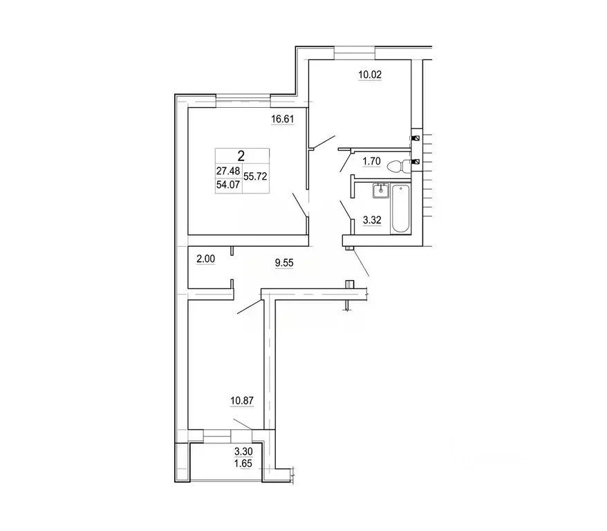 2-к кв. Ленинградская область, Коммунар г. Гатчинский муниципальный ... - Фото 1