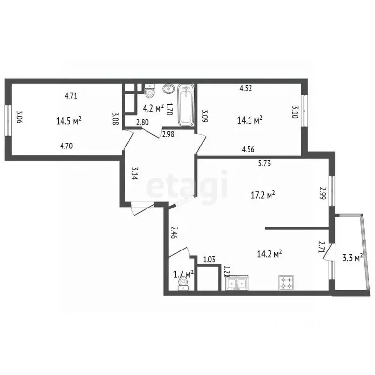 3-к кв. Санкт-Петербург пос. Шушары, ул. Вишерская, 1к1 (78.2 м) - Фото 1
