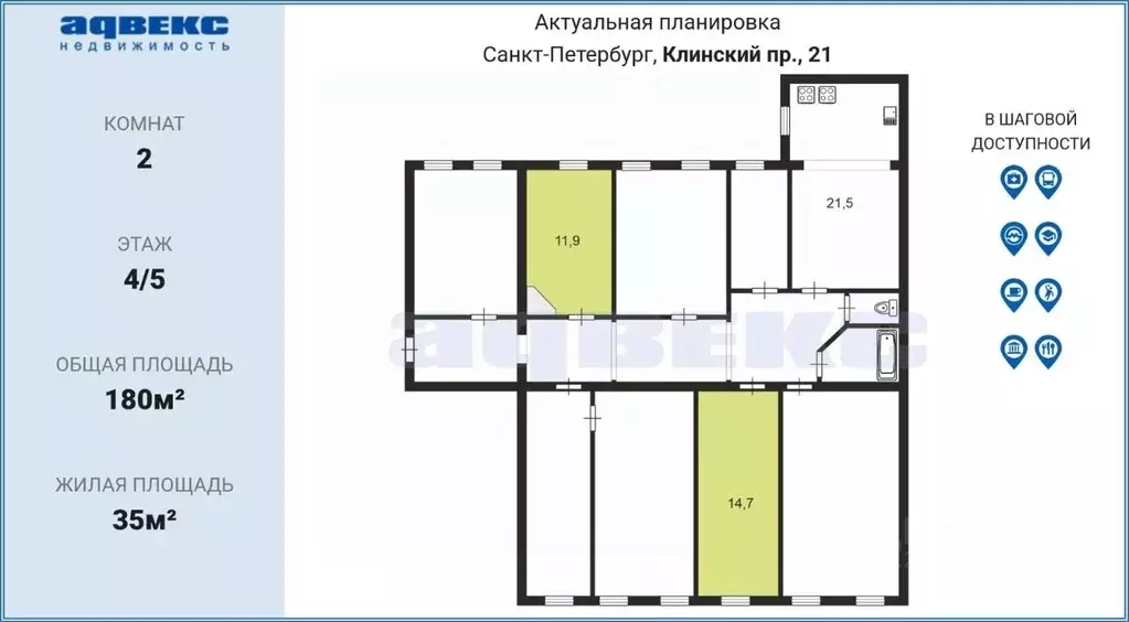 Комната Санкт-Петербург Клинский просп., 21 (27.0 м) - Фото 2