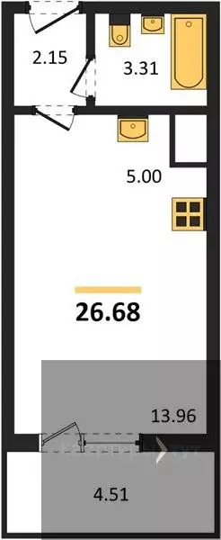Продаётся квартира-студия, 26.68 м - Фото 0