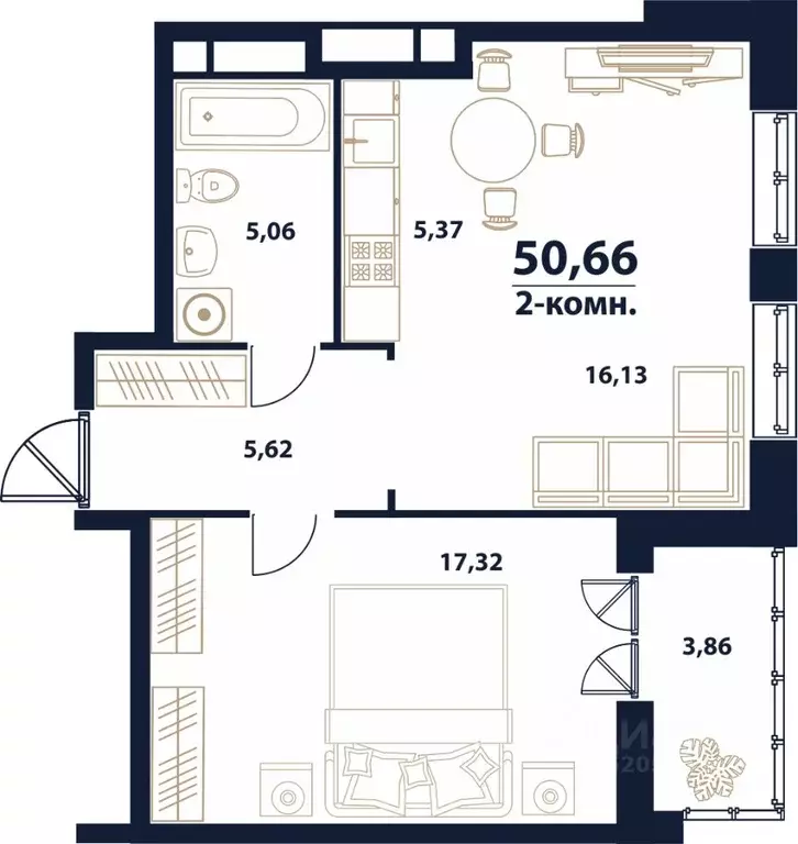 2-к кв. Ульяновская область, Ульяновск Новый Город мкр, 17-й кв-л, ... - Фото 1