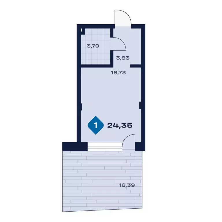 1-комнатная квартира: Сысерть, апарт-отель Панорама (24.35 м) - Фото 1