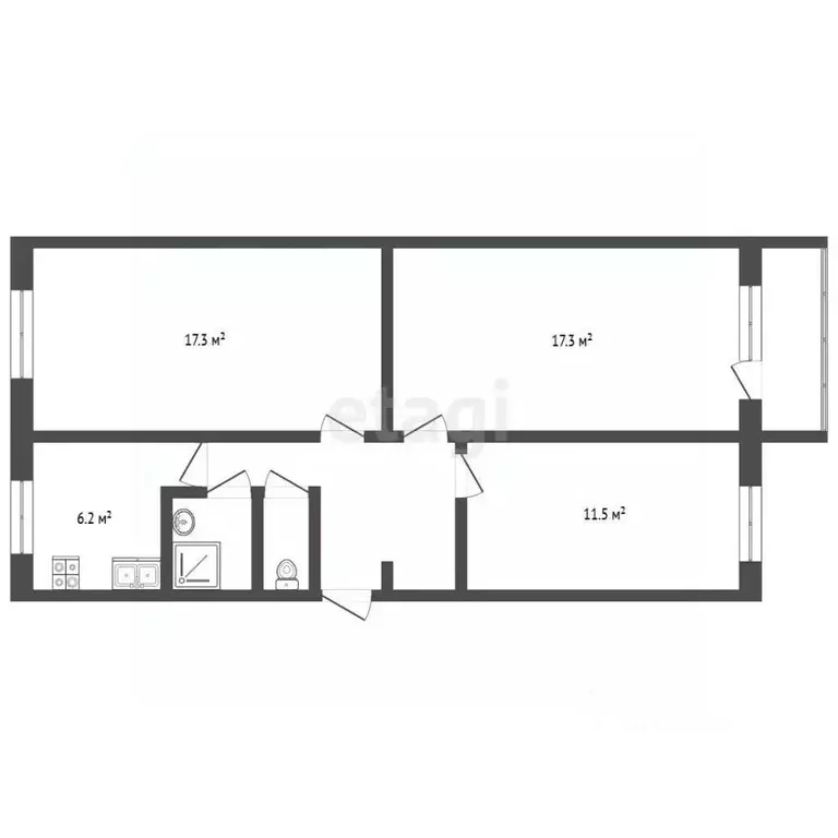 3-к кв. Крым, Керчь ул. Заречная, 28 (61.3 м) - Фото 2