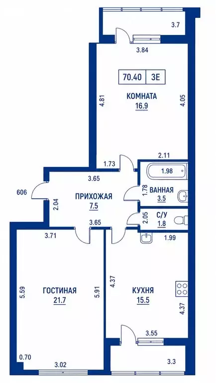 2-комнатная квартира: Санкт-Петербург, проспект Обуховской Обороны, ... - Фото 2