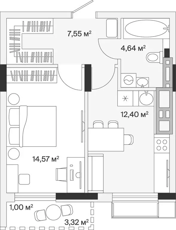 1-комнатная квартира: Малое Исаково, Первая улица, 1к2 (40.4 м) - Фото 1