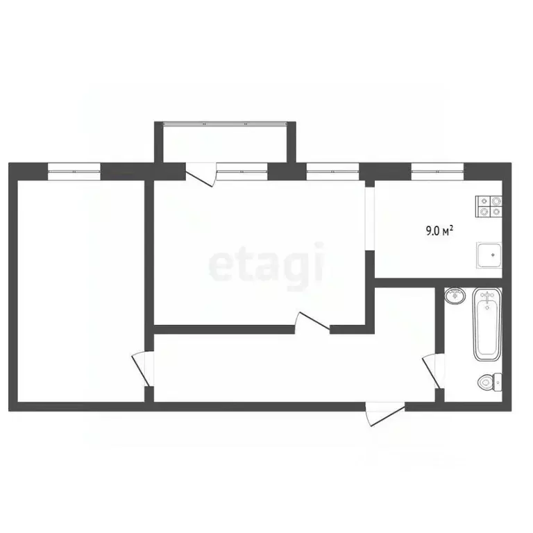 2-к кв. Тюменская область, Тюмень ул. Пермякова, 83к2 (62.2 м) - Фото 2