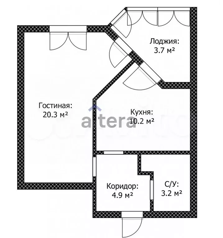 1-к. квартира, 38,6 м, 3/5 эт. - Фото 1