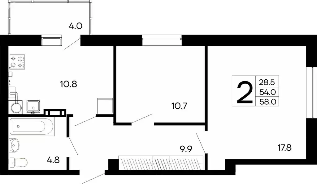2-комнатная квартира: Феодосия, Симферопольское шоссе, 48к1 (58 м) - Фото 0