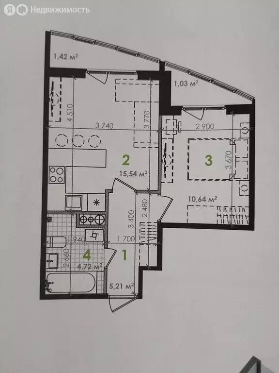 1-комнатная квартира: Великий Новгород, Колмовская набережная, 71Б (38 ... - Фото 2