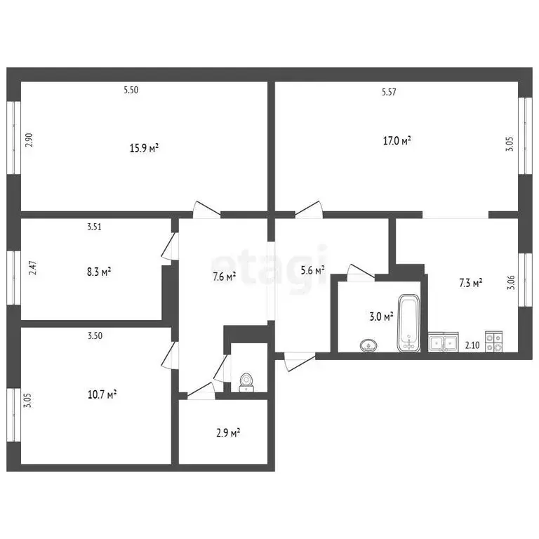 4-комнатная квартира: Петропавловск-Камчатский, улица Абеля, 27 (79.3 ... - Фото 1