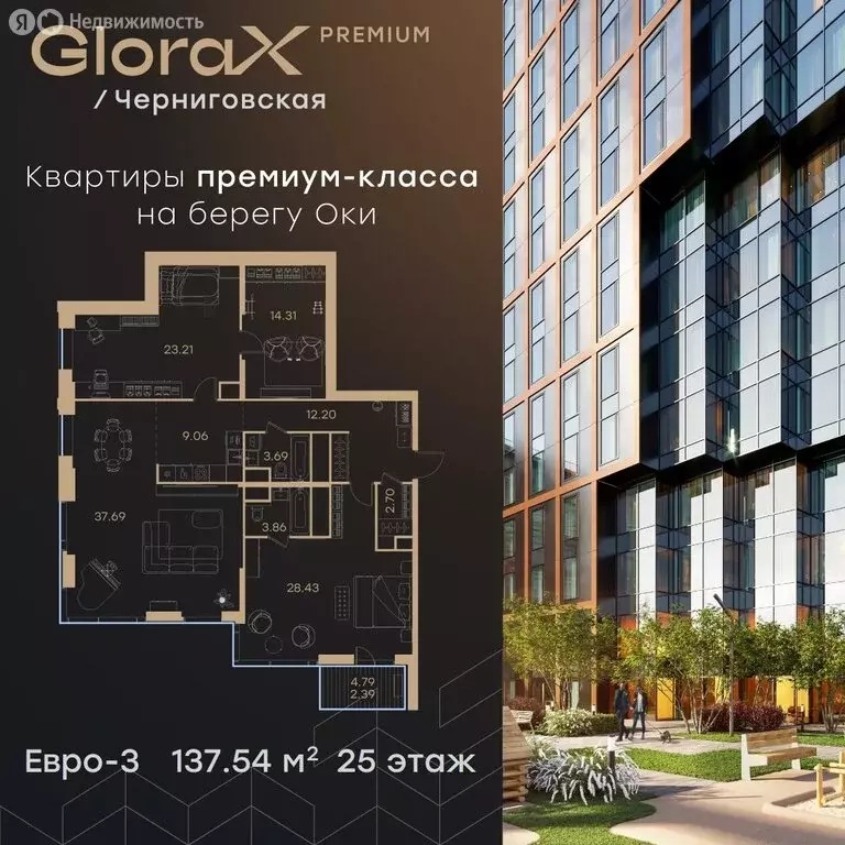 2-комнатная квартира: Нижний Новгород, жилой комплекс Глоракс Премиум ... - Фото 0