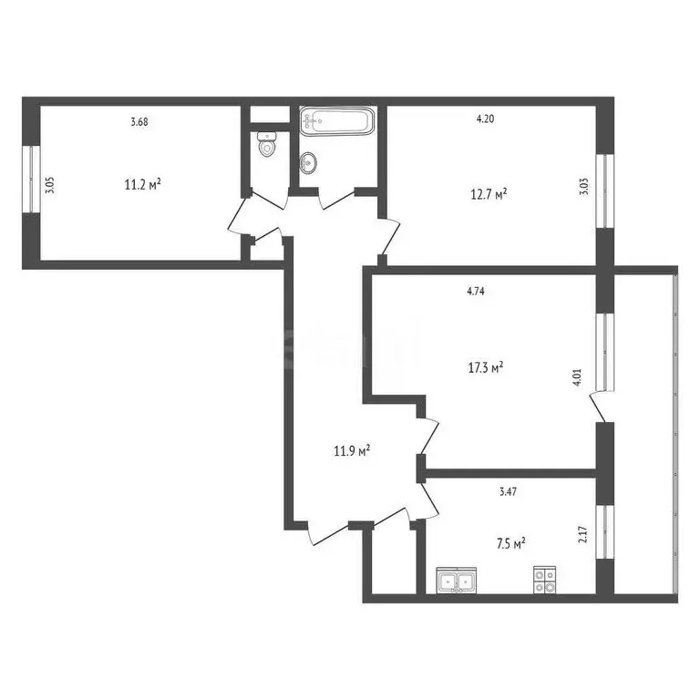 3-комнатная квартира: Петрозаводск, улица Софьи Ковалевской, 7 (65.4 ... - Фото 1