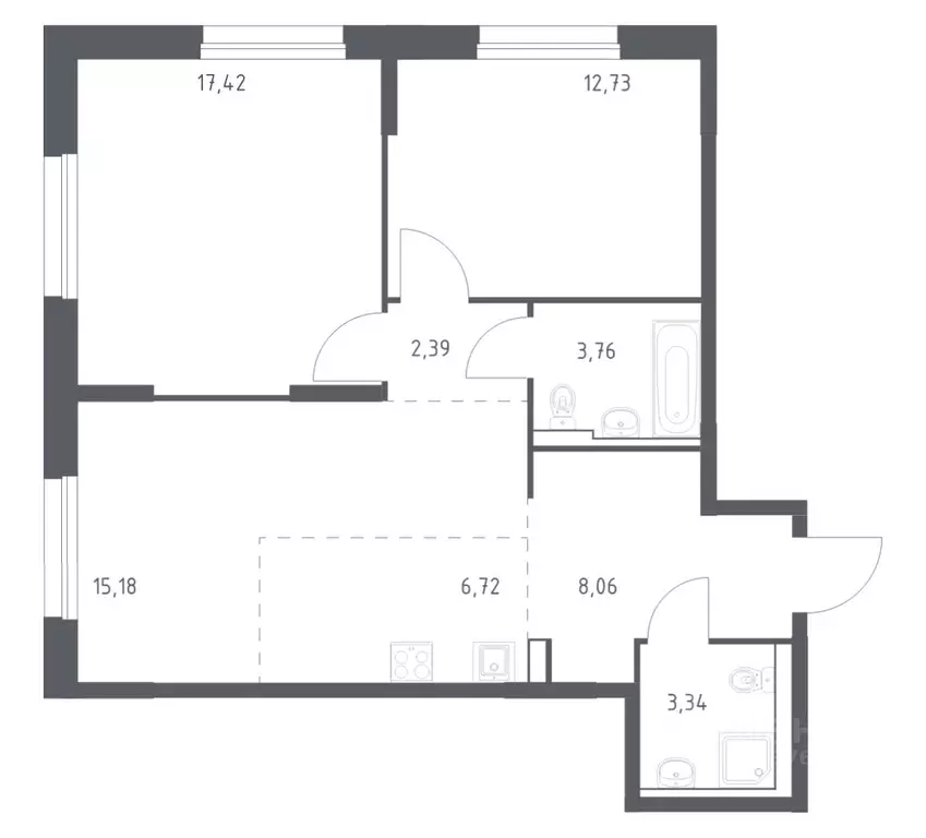 2-к кв. Приморский край, Владивосток Бам мкр,  (69.6 м) - Фото 1