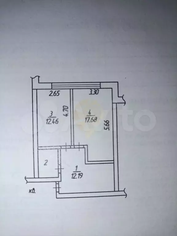 2-к. квартира, 45,6 м, 4/4 эт. - Фото 0